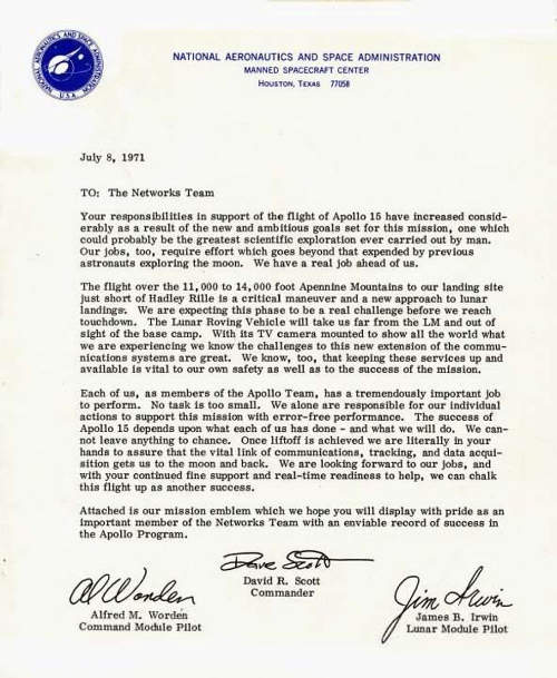 Letter from the crew