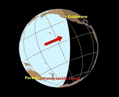 The Earth as seen from the Moon during the EVA