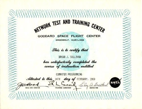 Bryan Sullivan's NTTF cert